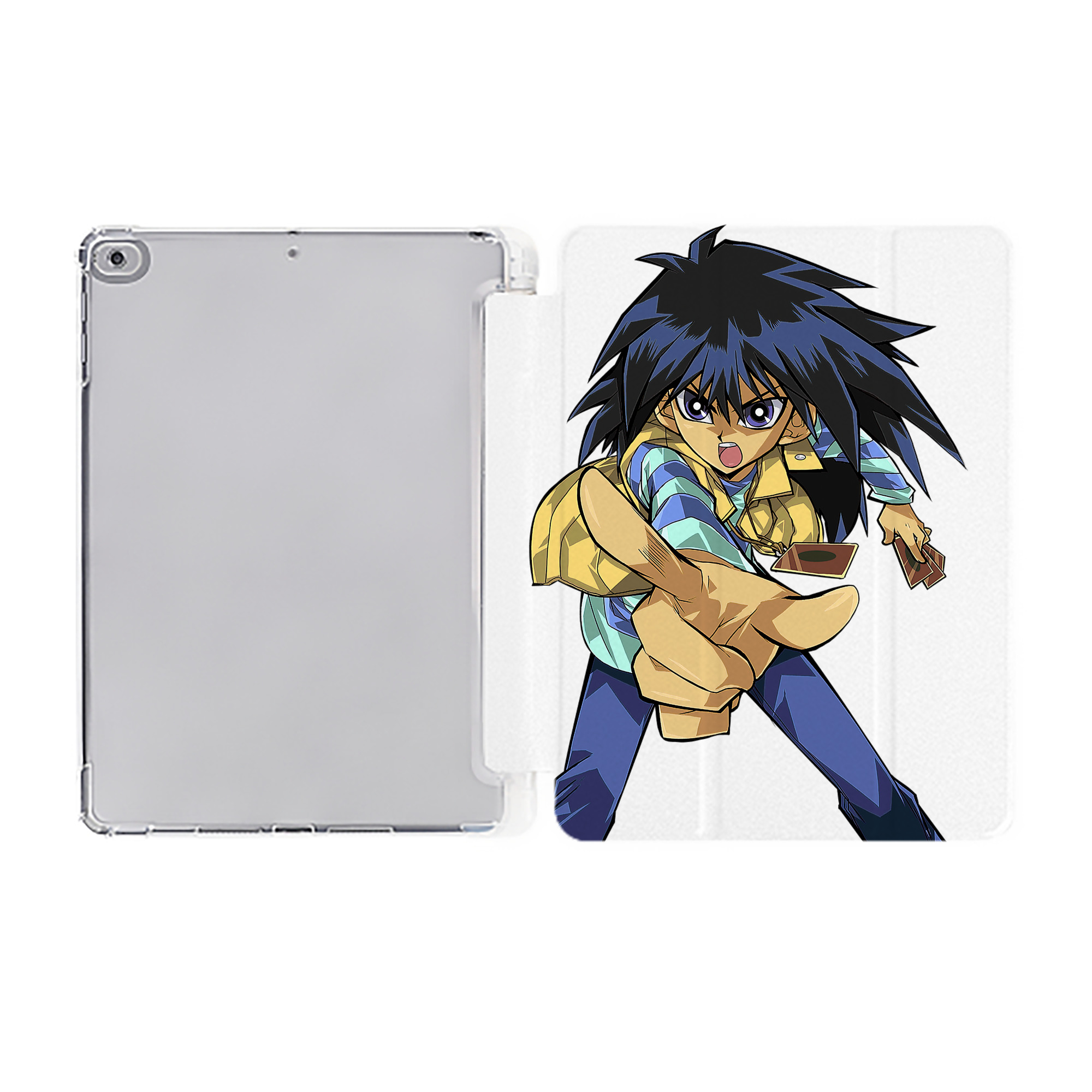 （画像用） 遊☆戯☆王 Yu-Gi-Oh! IPad ケース ペン収納付き 三つ折りスタンド PUレザー×シリコン 対応機種9.5/10.5/10.9インチ